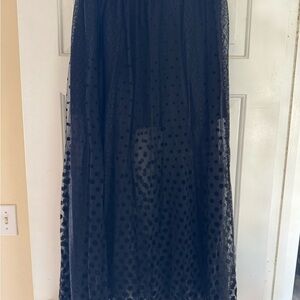 Free People Black Sheer Polka Dot Maxi Skirt